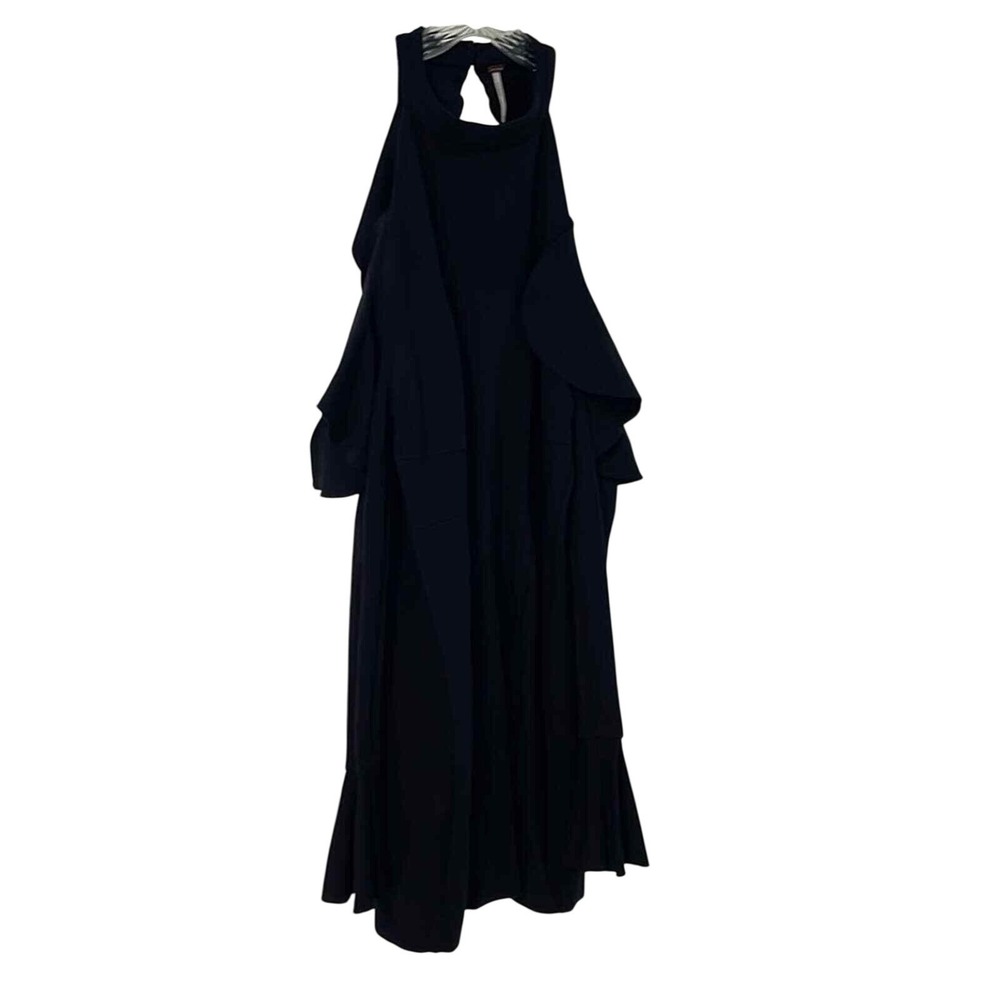 Free People Black Cold Shoulder Ruffle Bell Sleeve Mini Dress OB617637